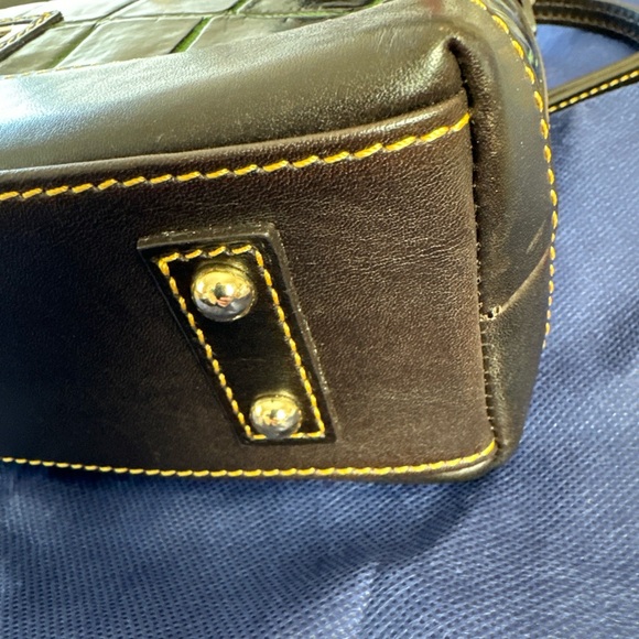 Dooney & Bourke Black and Green Croc-Embossed Leather Satchel - Picture 7 of 16